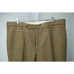 Rota Brown Orange Houndstooth Tweed 100% Wool Mens Dress Pants Sz 58 BRAND NEW